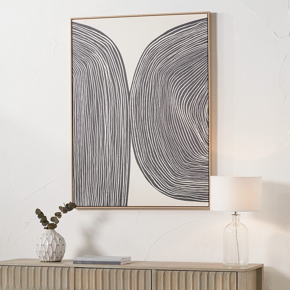 Calverton Black & Cream Abstract Canvas Wall Art with Wooden Frame Accessories