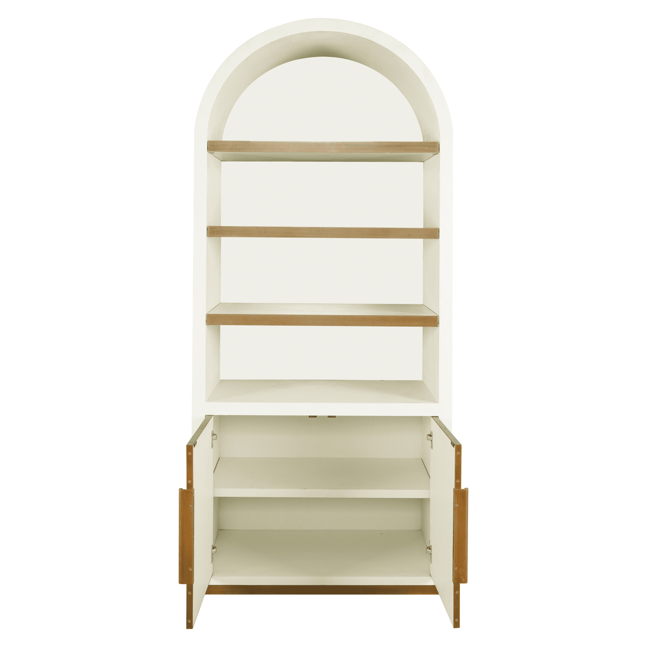 Camille Luxury Cream & Gold Ribbed Arched Shelving Unit Furniture