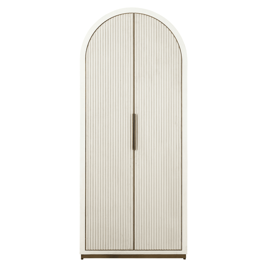 Camille Luxury Cream & Gold Ribbed Storage Cabinet Furniture