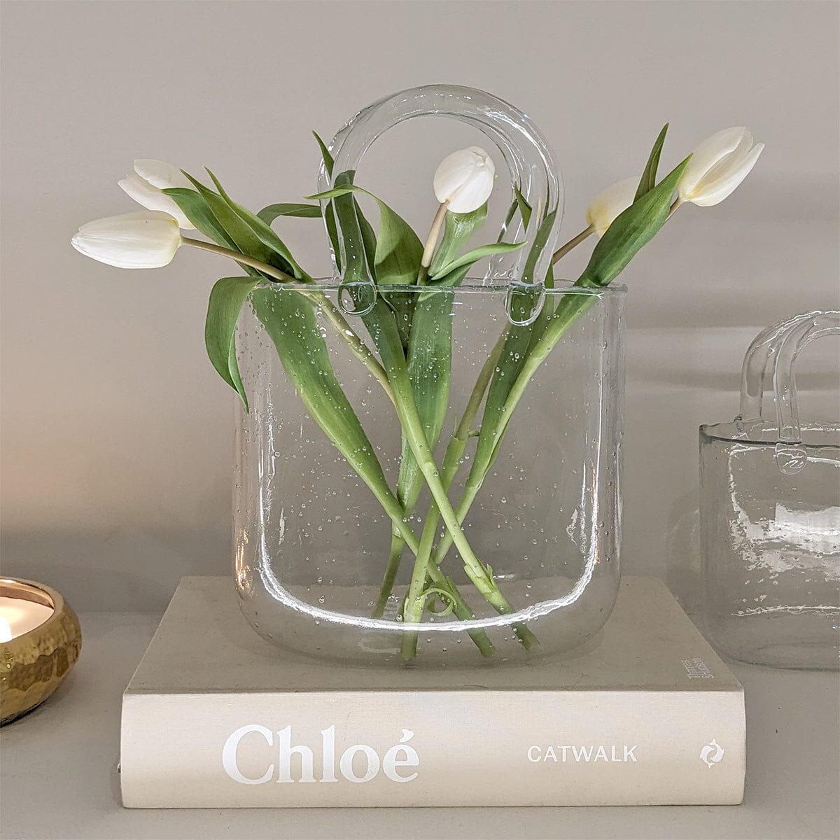 Carina Bubbled Glass Decorative Handbag Vase Accessories