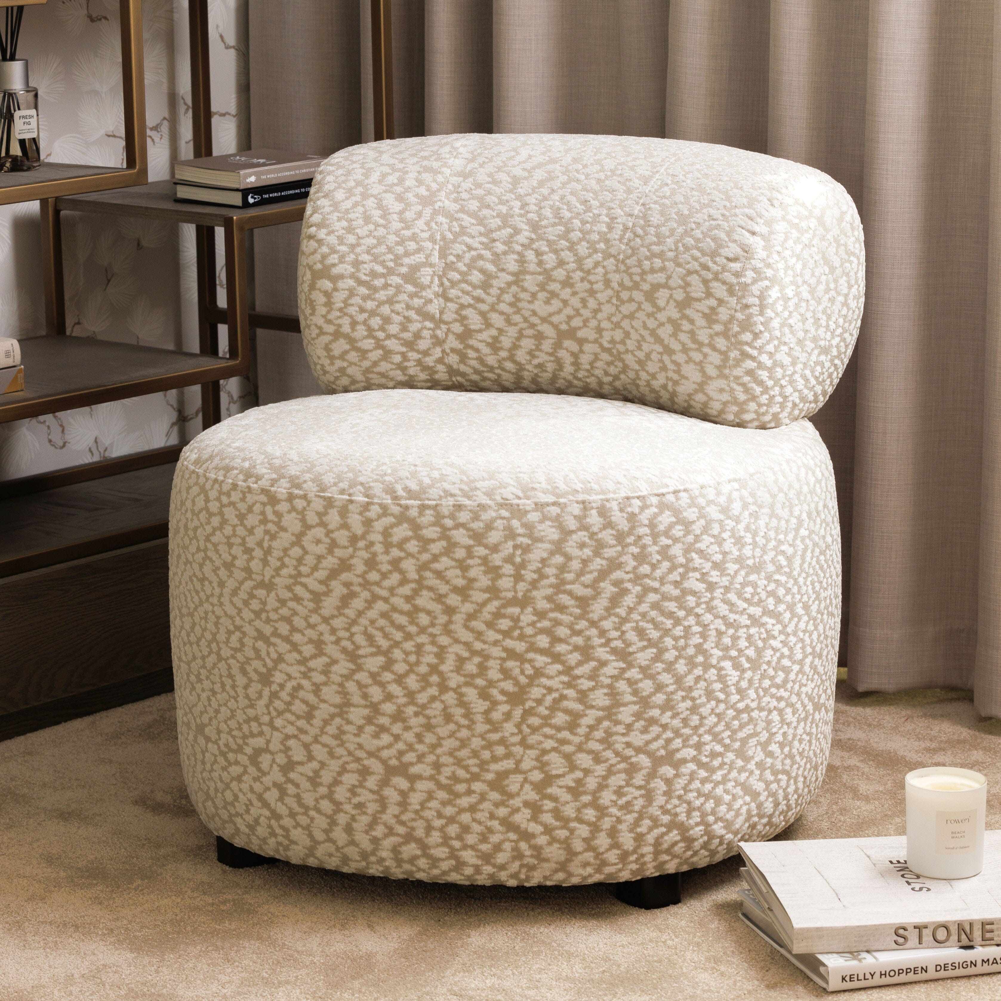 Carmen Beige & White Patterned Accent Chair Furniture