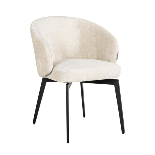 Casa Ivory Chenille Dining Chair with Black Legs Furniture