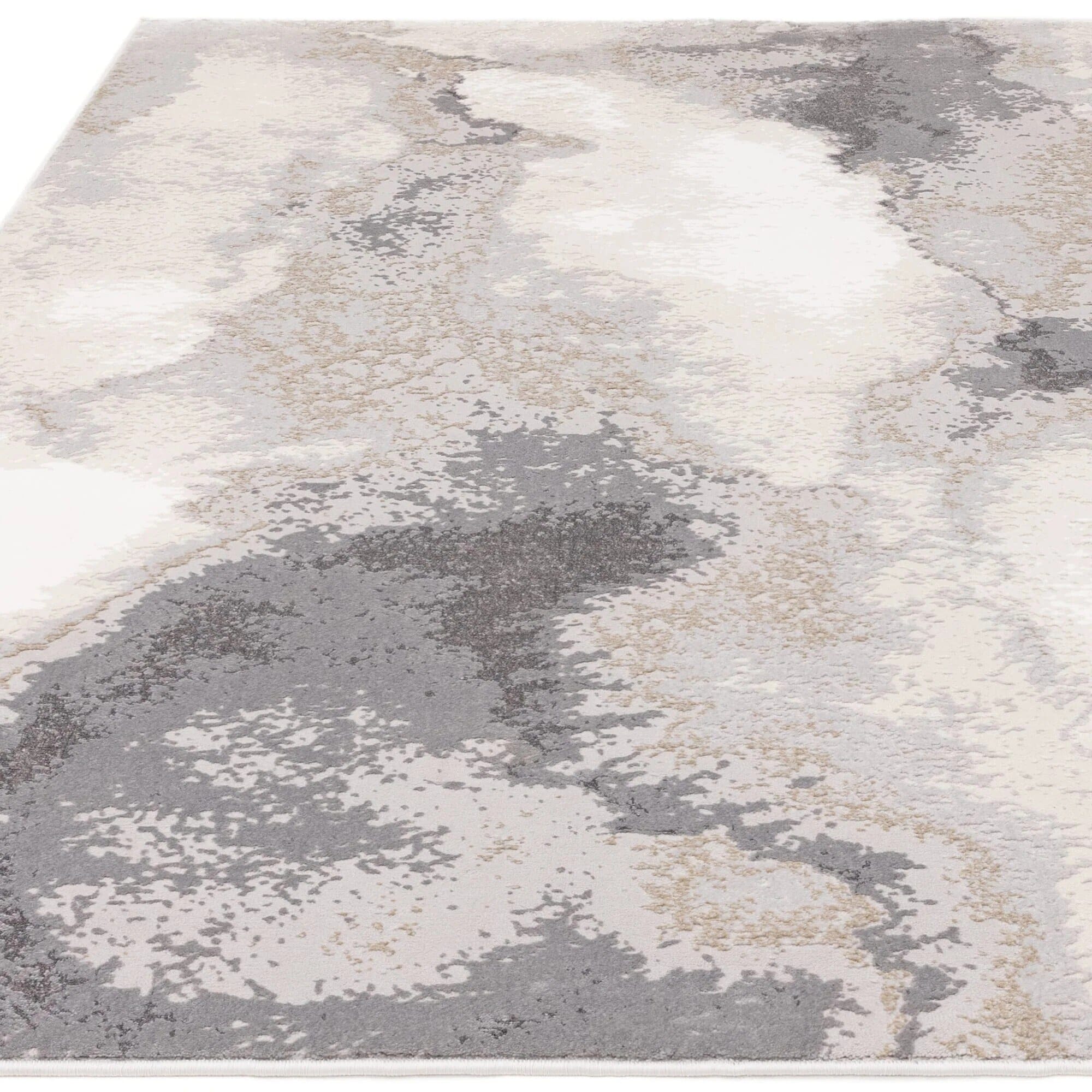 Caselle Grey & Cream Metallic Abstract Rug
