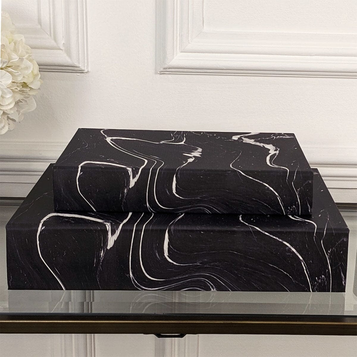 Casima Black & White Decorative Book Boxes - Set of 2 Accessories