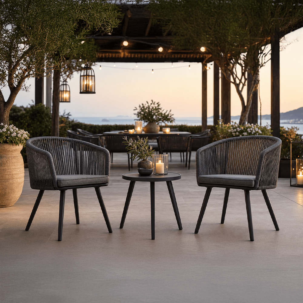 Cassiel Outdoor Black 2 Seater Bistro Set Outdoor