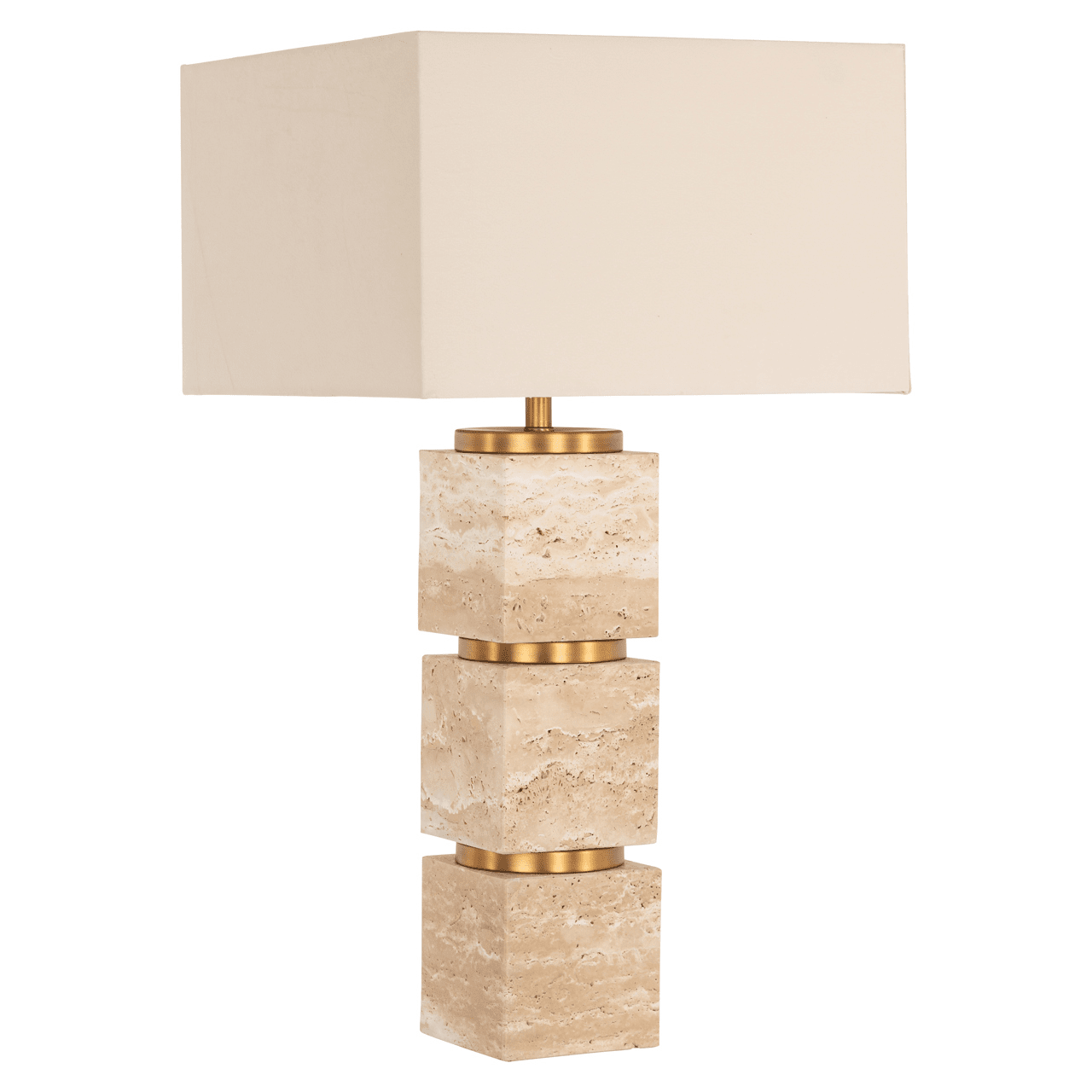 Catia Large Travertine & Gold Table Lamp Lighting