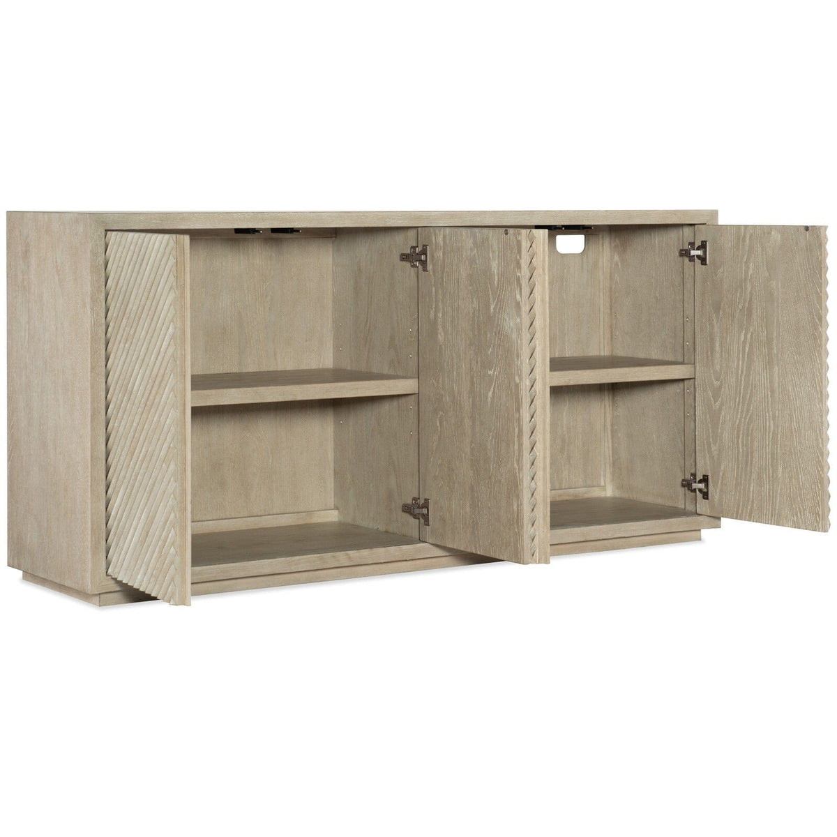 Cecily Luxury Washed Wood Herringbone 4 Door Sideboard Furniture