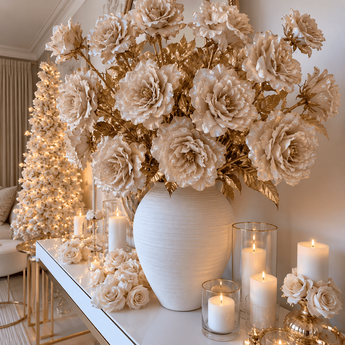 Champagne Festive Glitter Peony Single Stem Accessories