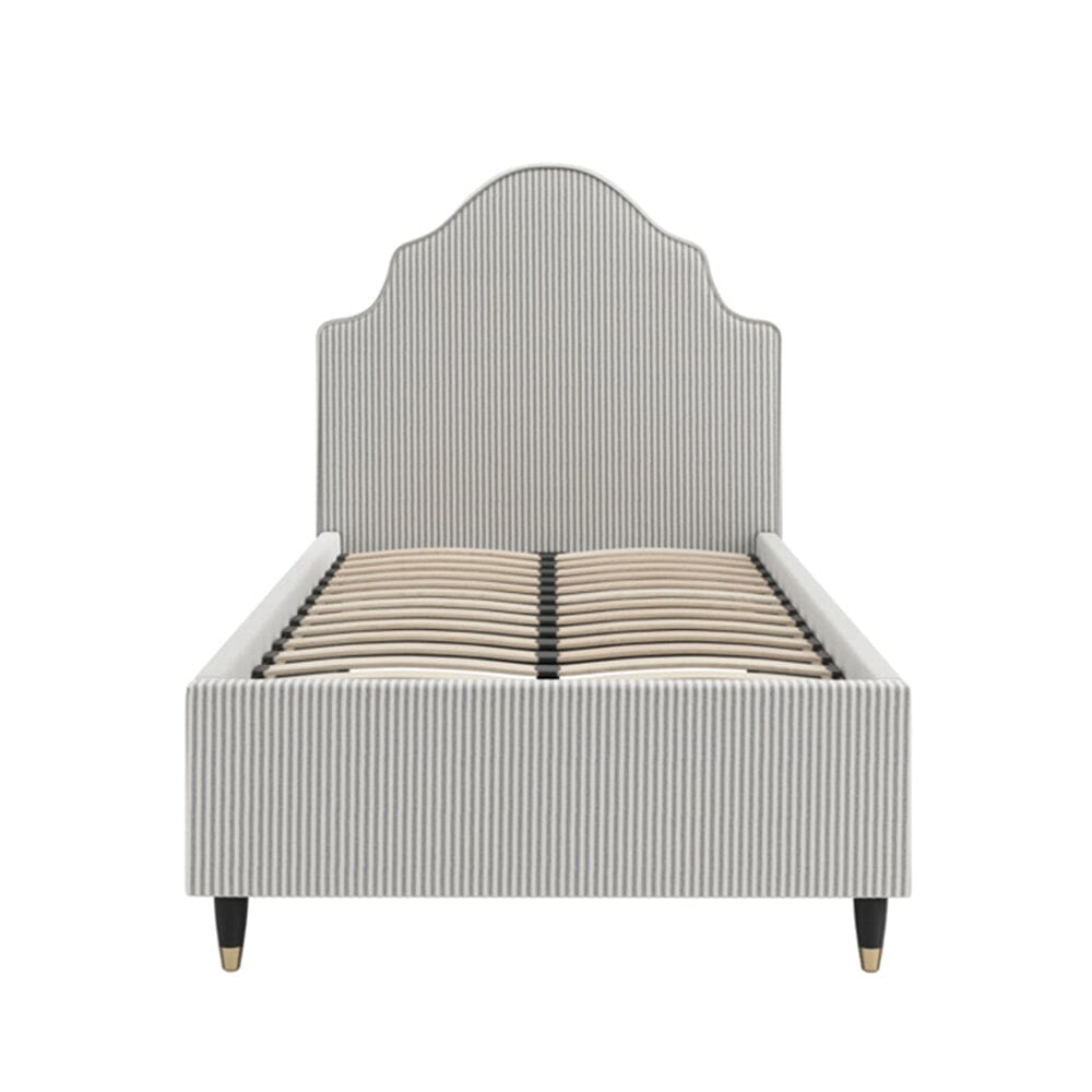 Charleston Grey Striped Luxury Curved Single Bed Beds and Headboards