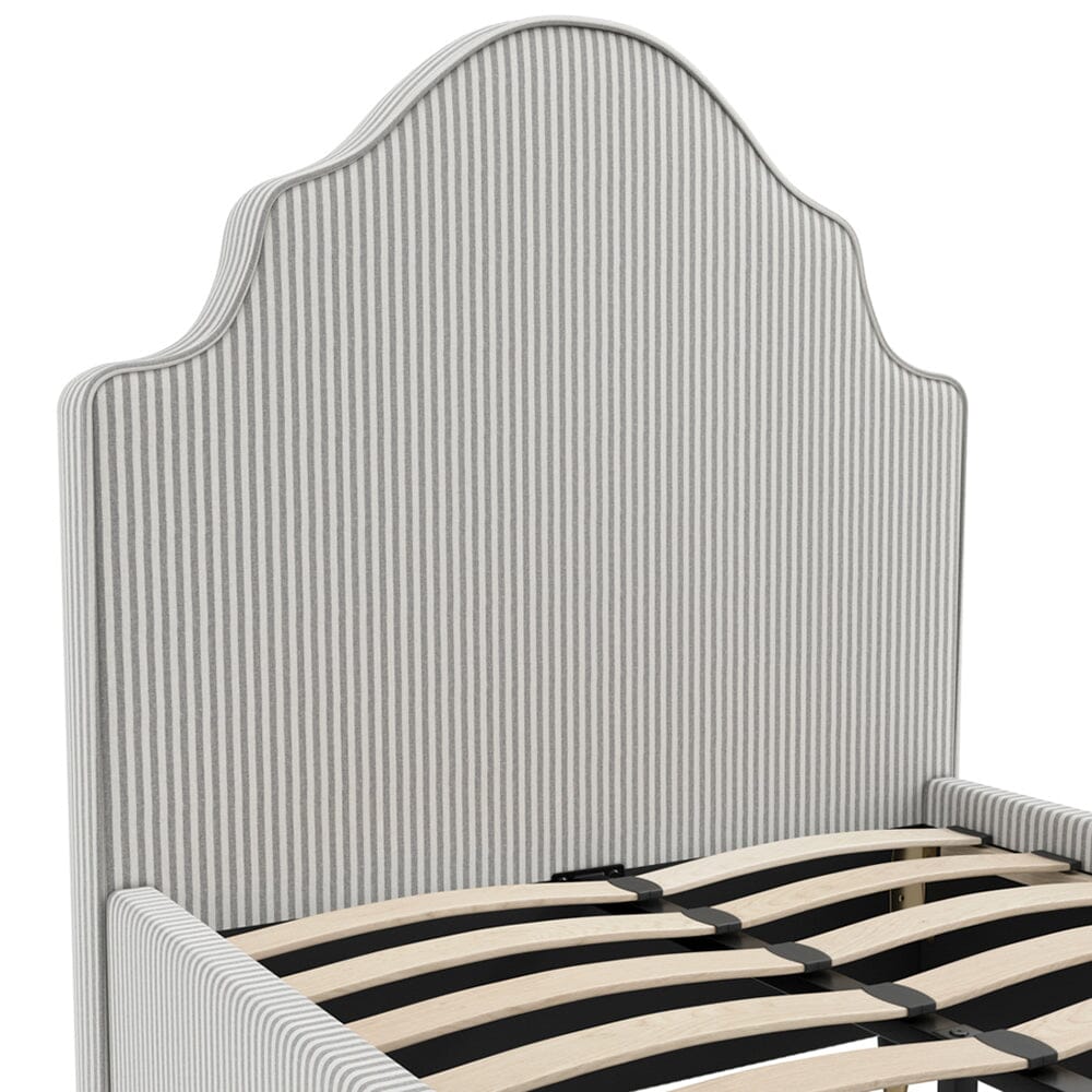 Charleston Grey Striped Luxury Curved Single Bed Beds and Headboards