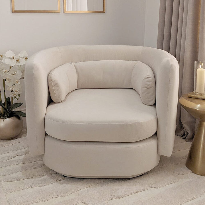 Chicago Cream Velvet Curved Back Accent Chair Furniture 
