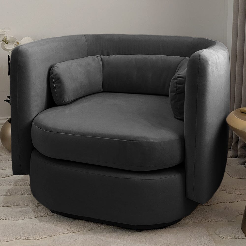Chicago Shadow Grey Velvet Curved Back Accent Chair – Rowen Homes