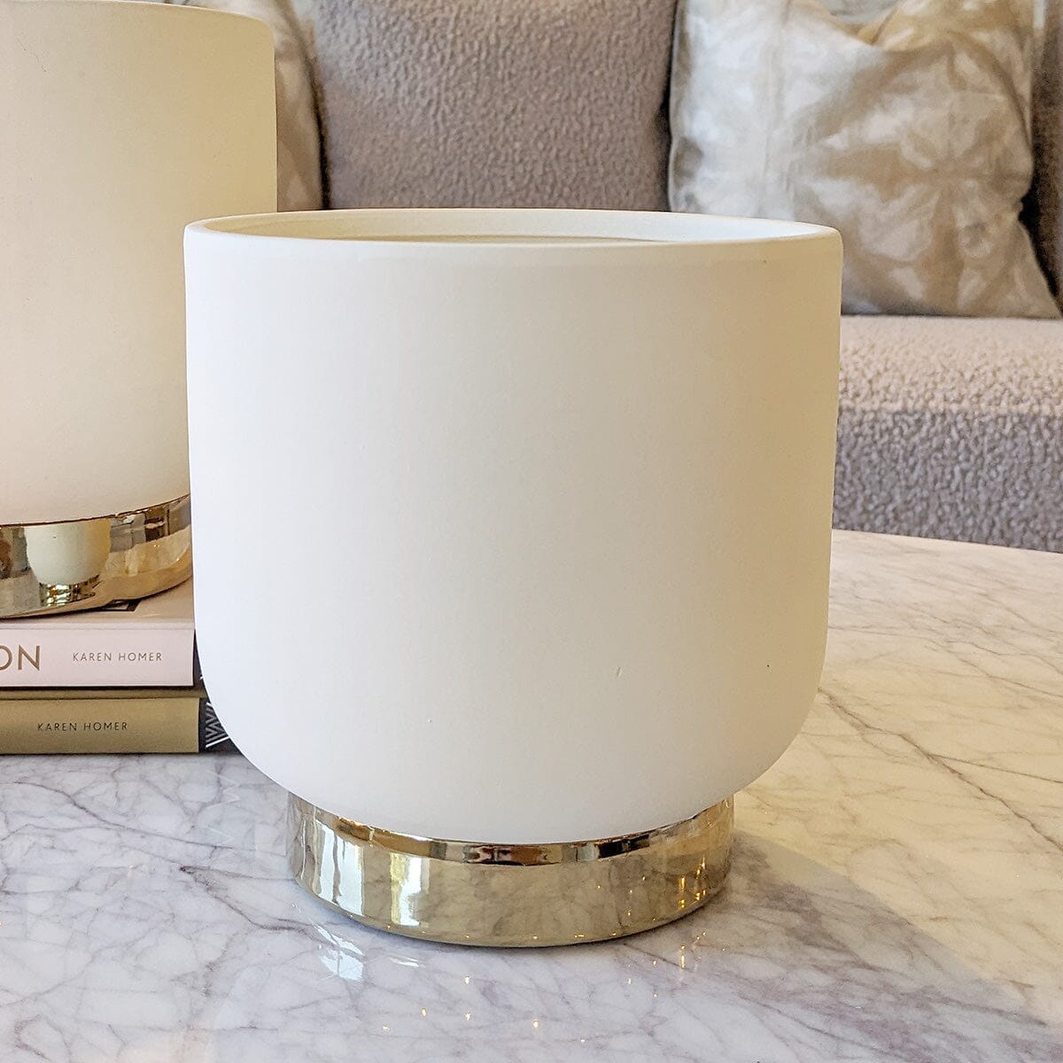 Cinzia Ceramic White & Gold Planter Accessories