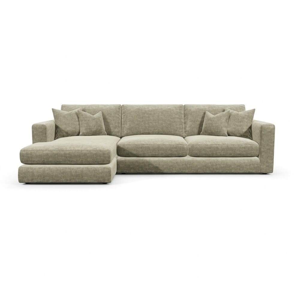 Cleo Luxe Chenille Oyster Sofa Range Sofa Large Chaise End Left Hand Facing