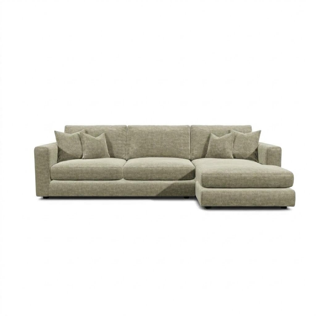 Cleo Luxe Chenille Oyster Sofa Range Sofa Large Chaise End Right Hand Facing