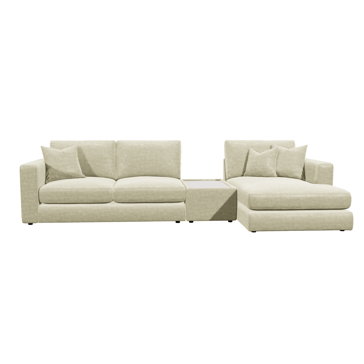 Cleo Luxe Chenille Pearl Sofa Range Sofa Large Chaise End Right Hand Facing, with Coffee Console