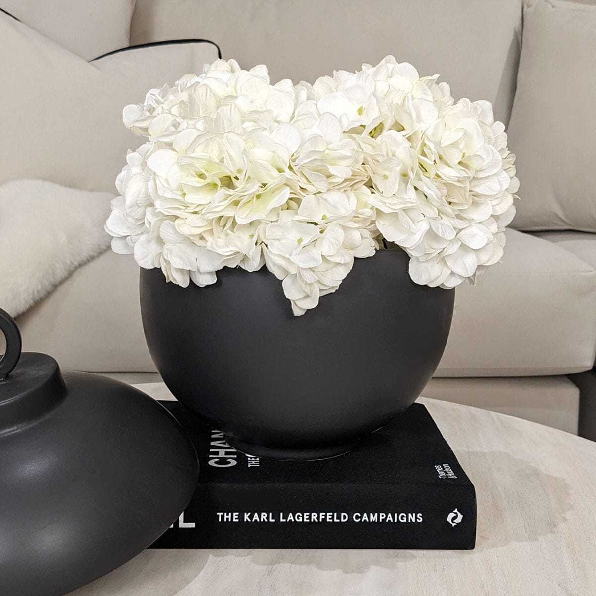 Colton Large Black Ceramic Lidded Decorative Jar Accessories