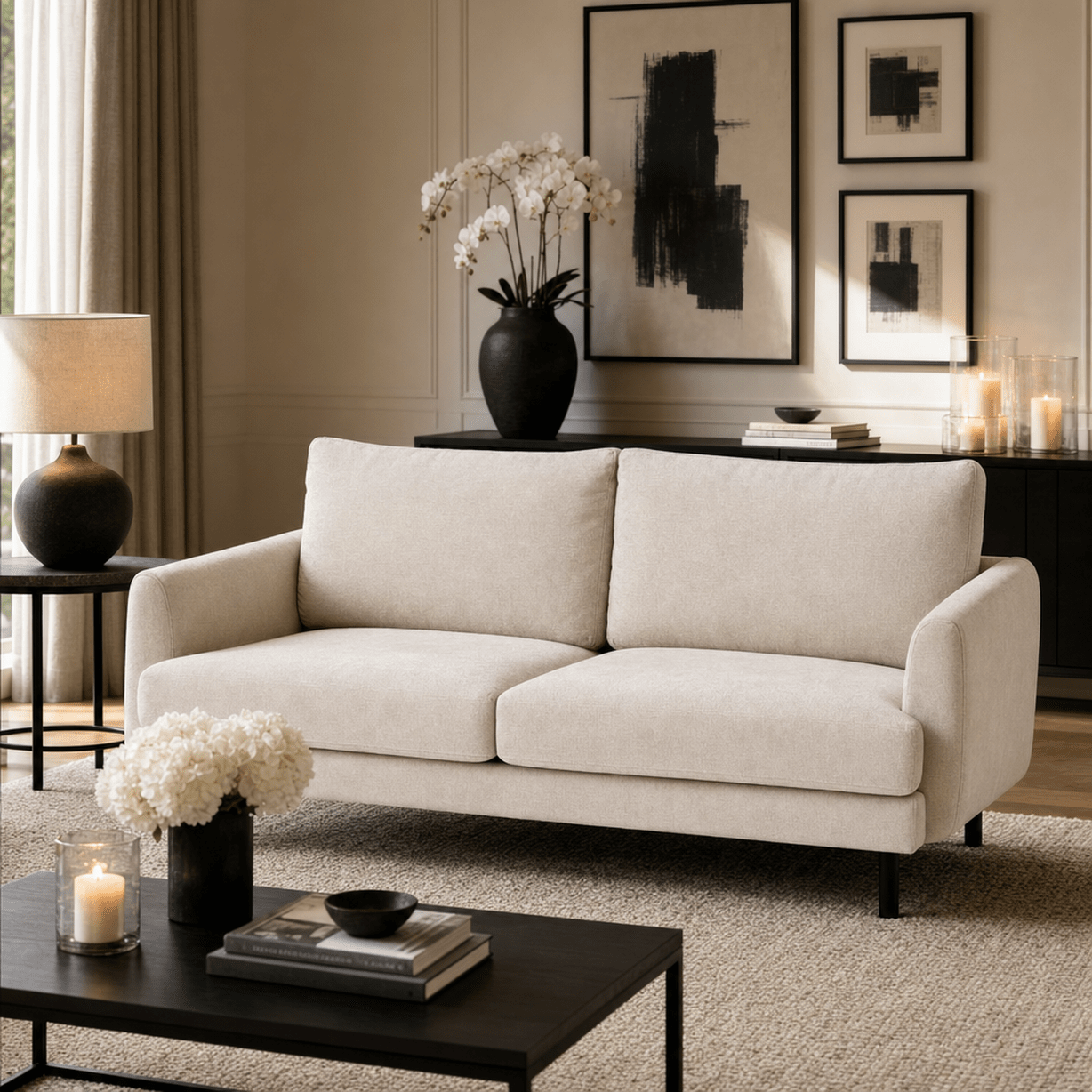 Cordelia Oatmeal Textured 3 Seater Sofa Sofa