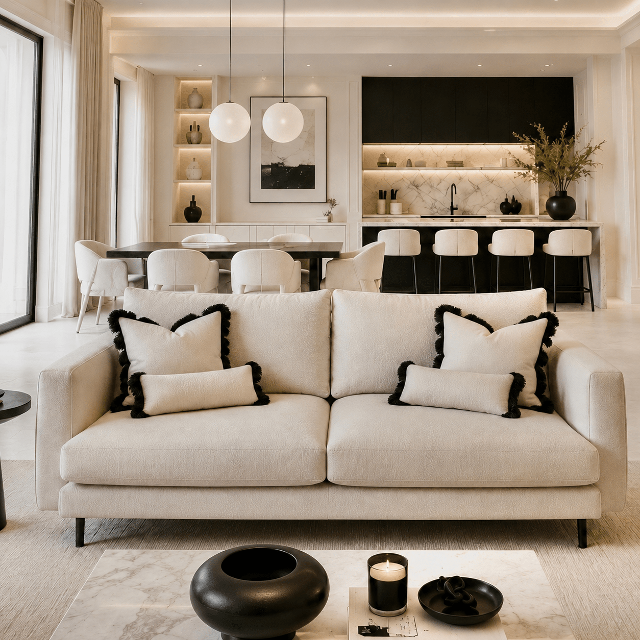Cordelia Oatmeal Textured 4 Seater Sofa Sofa