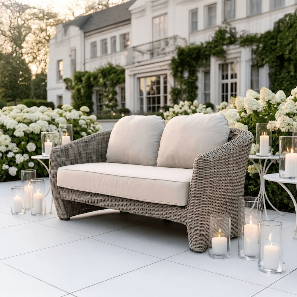 Cotswold Outdoor 2 Seater Neutral Wicker Sofa Outdoor