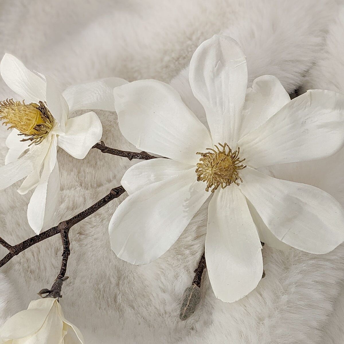 Cream Faux Magnolia Branch Single Stem Floral Accessories