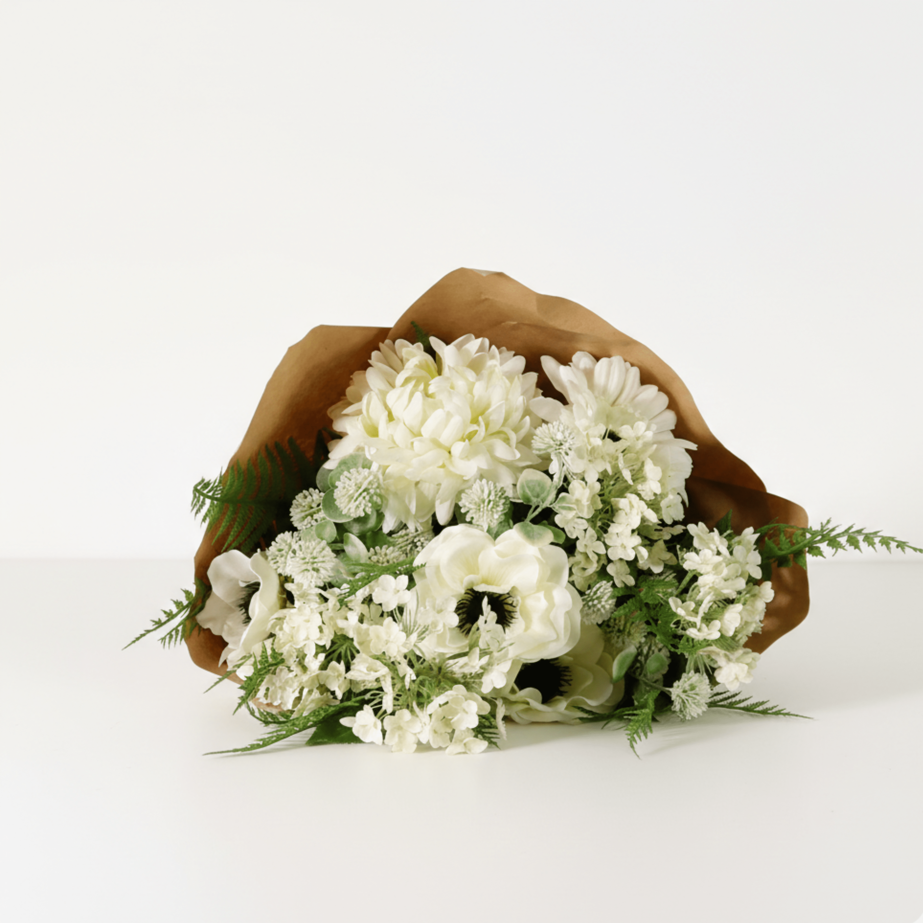 Cream & Green Mixed Faux Floral Bouquet Accessories