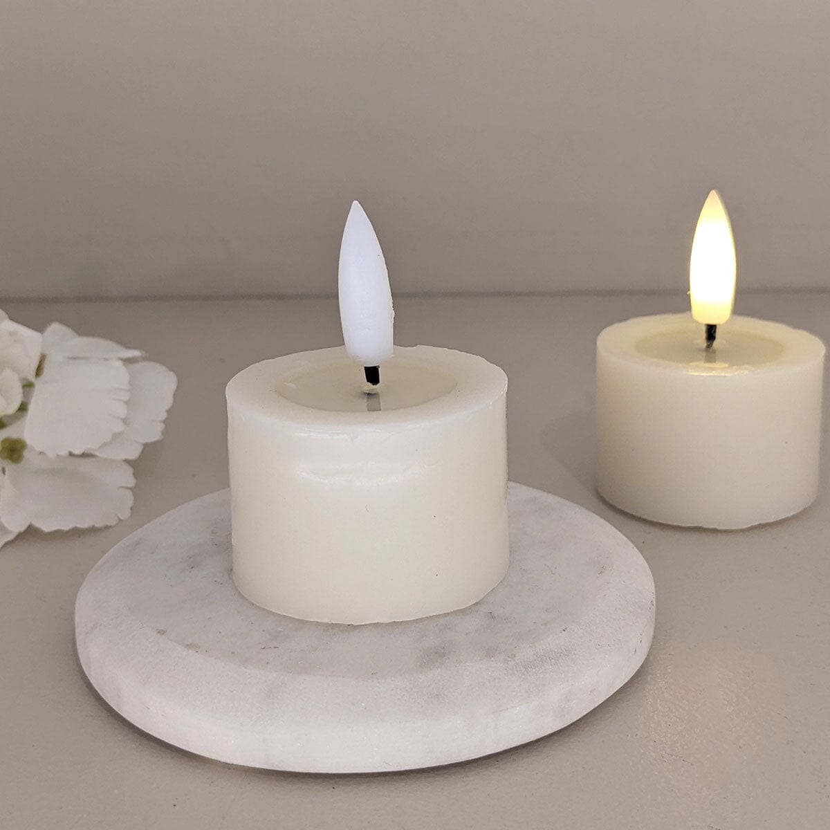 Cream Realistic LED Tealights - Set of 2 Fragrance