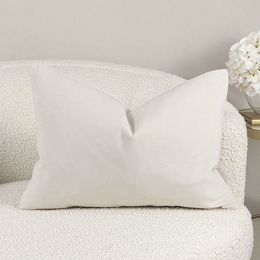 Cream Velvet Bolster Cushion - 35 x 50cm Textiles