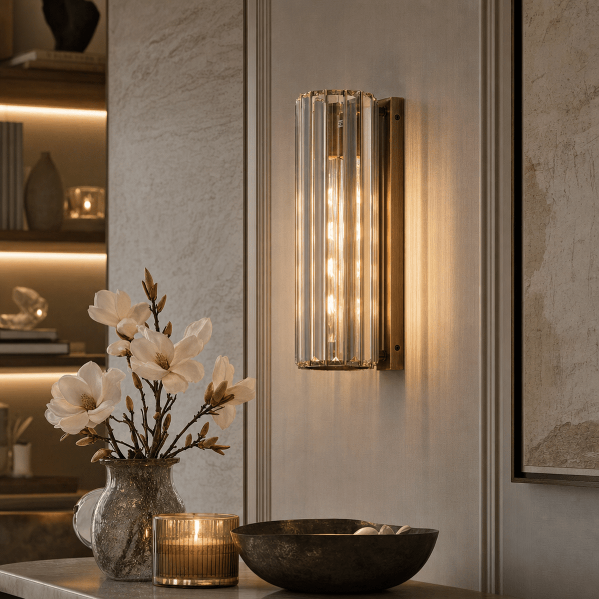 Cressida Glass & Bronze Wall Light Lighting