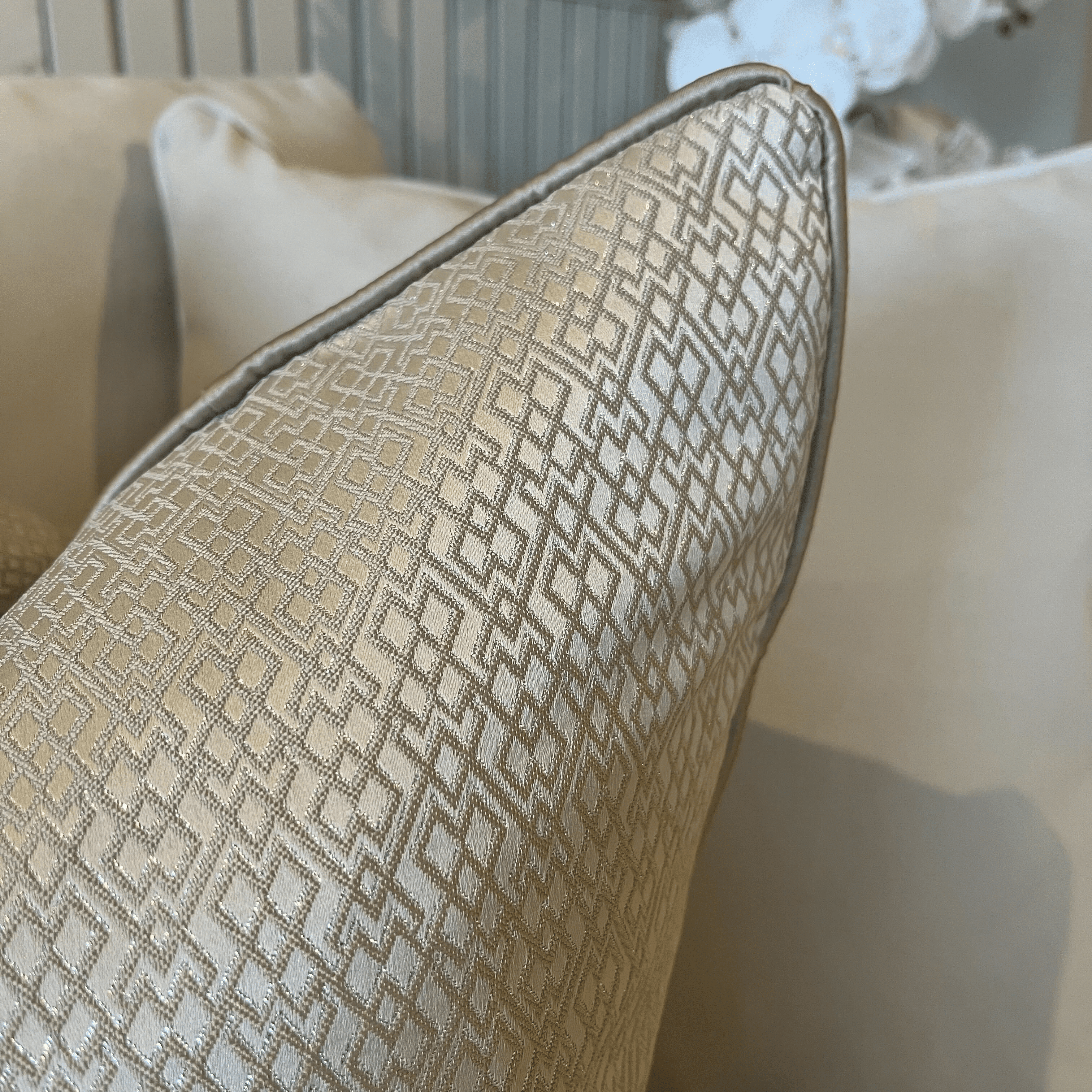 Cyrene Taupe Metallic Geometric Cushion Cover - 50x50cm Textiles