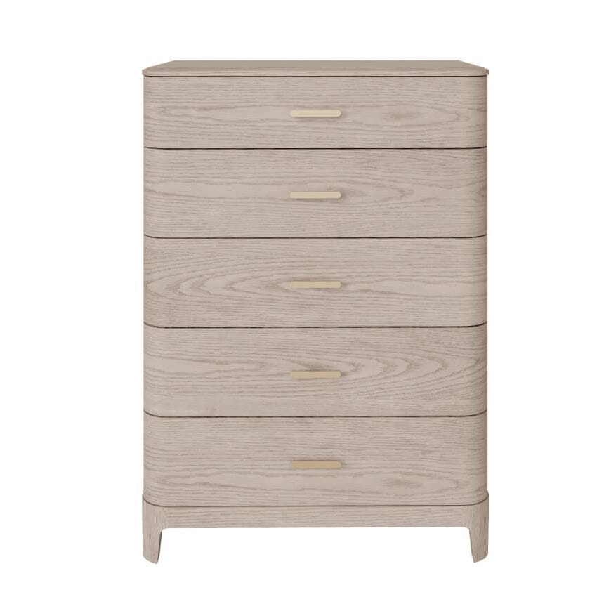Dahlia Lightwash Wood 5 Drawer Chest Furniture