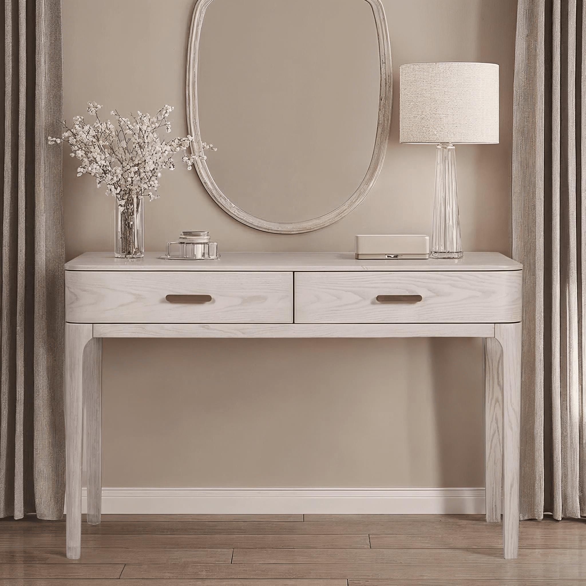 Dahlia Lightwash Wood Veneer 2 Drawer Dressing Table Furniture