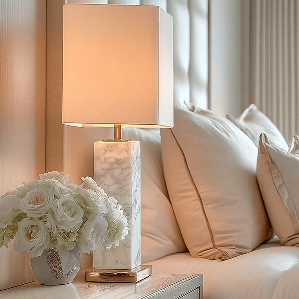 Dara White Marble Table Lamp Lighting
