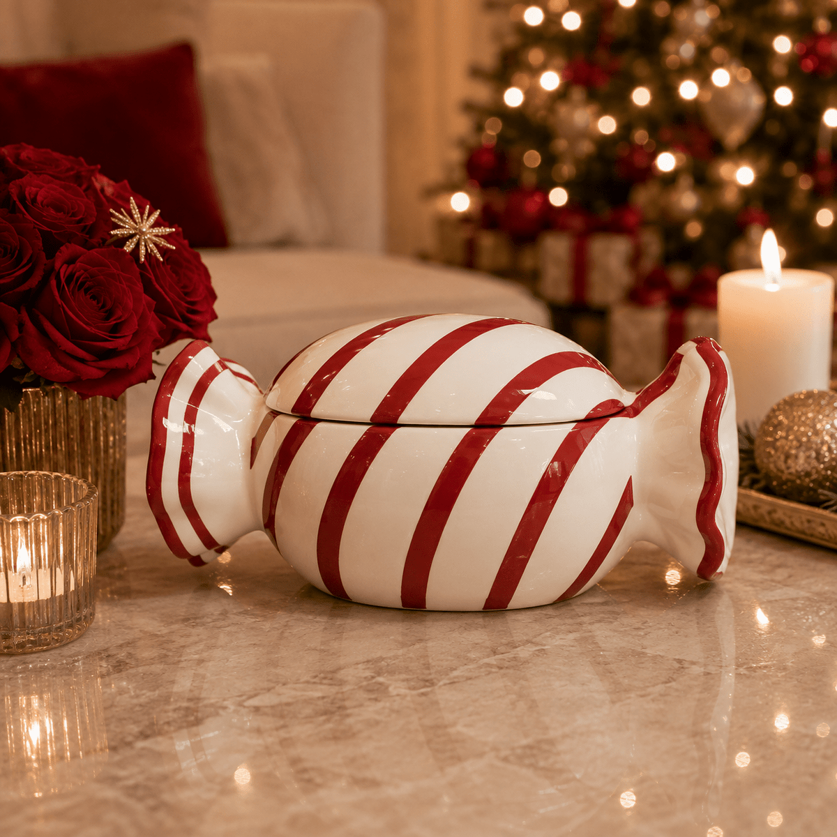 Decorative Red Stripe Candy Jar Accessories