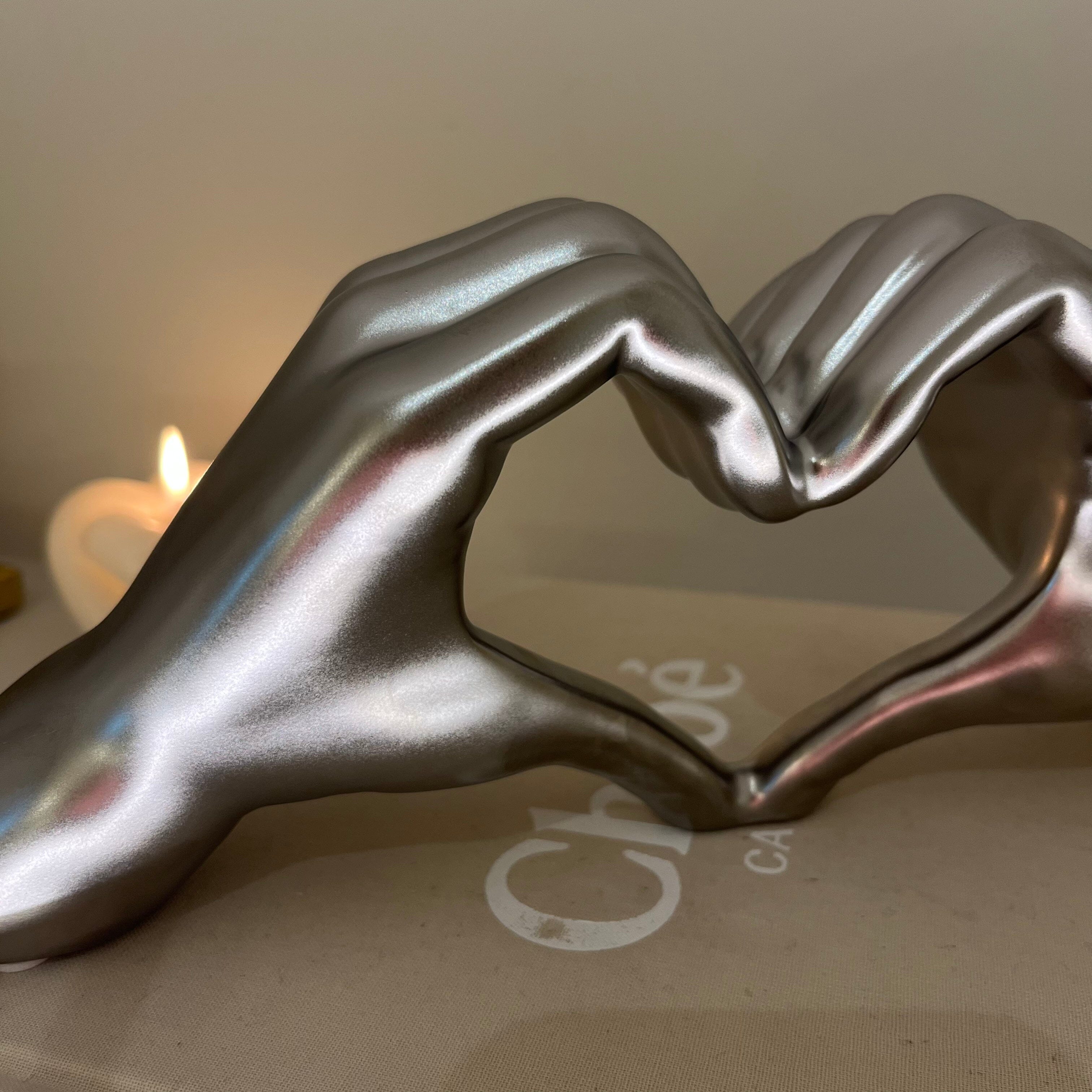 Decorative Silver Heart Hands Ornament Accessories
