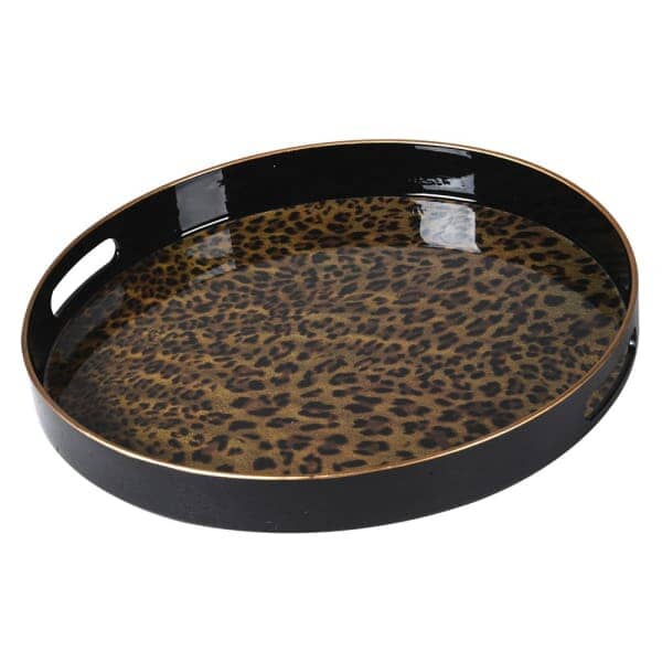 Dolce Round Leopard Print Decorative Tray Accessories