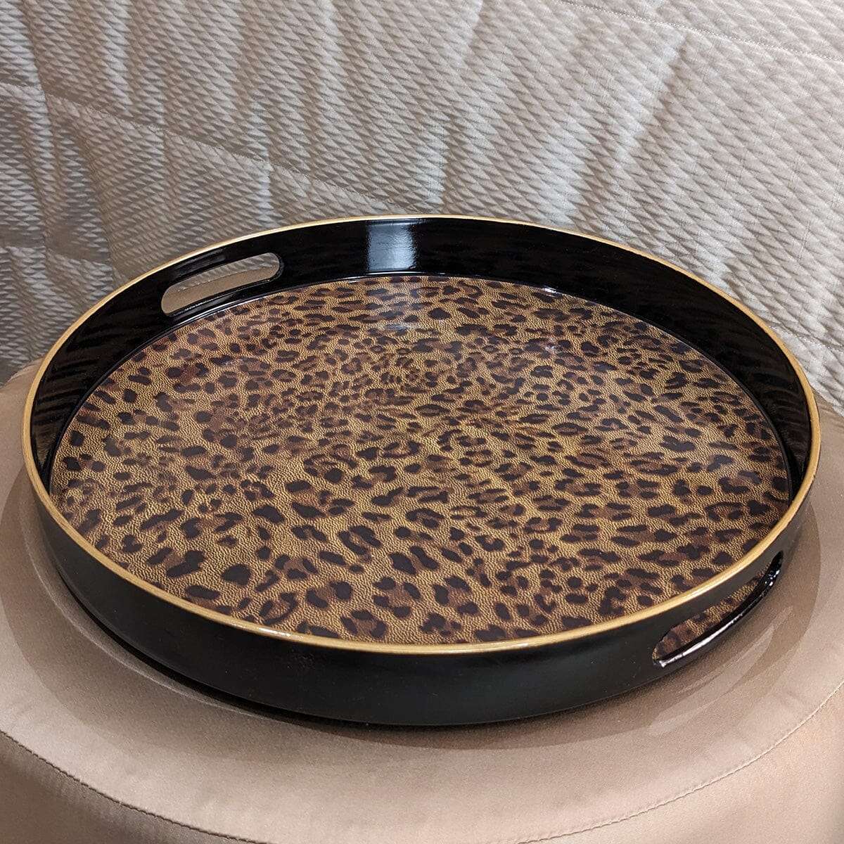 Dolce Round Leopard Print Decorative Tray Accessories