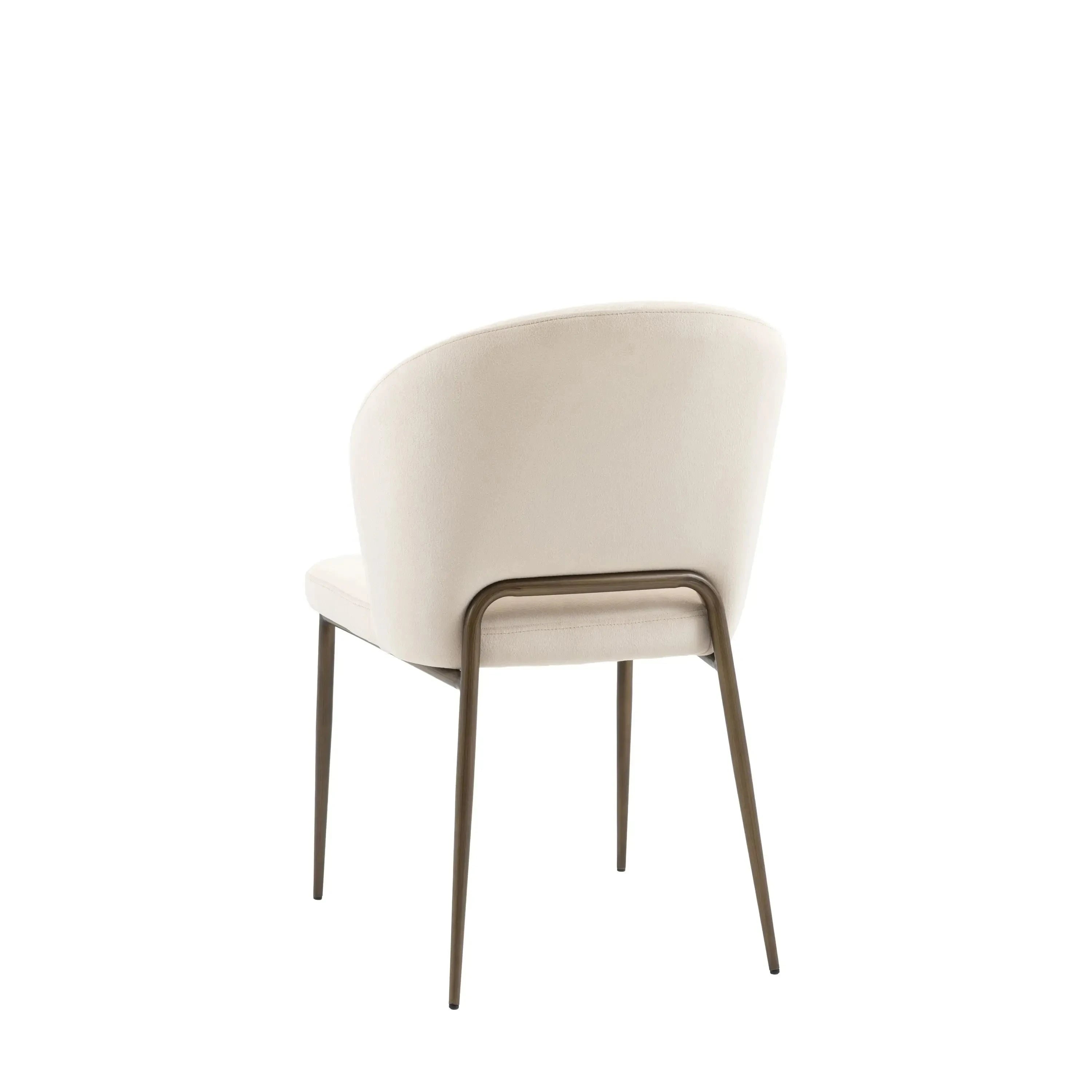 Donna Cream Velvet Dining Chair with Bronze Metal Legs- Set of 2 Furniture