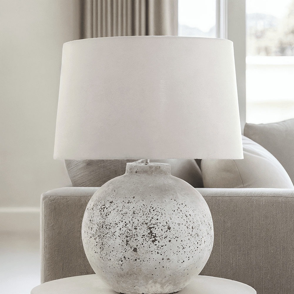 Dorchester Large Stone Ceramic Rounded Table Lamp with Neutral