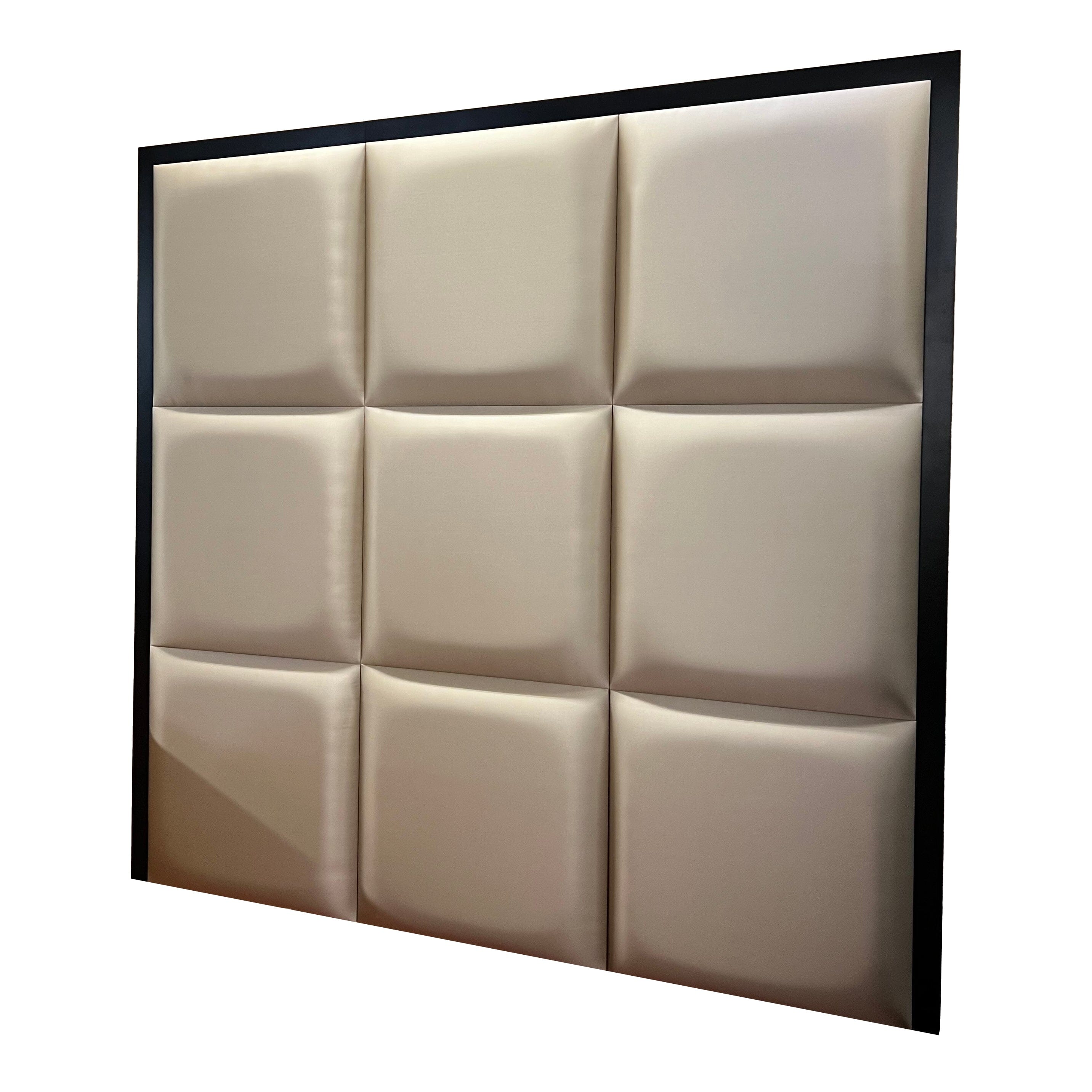 Dream Luxury Hazel Satin Squares Headboard with Black Wooden Frame Beds and Headboards