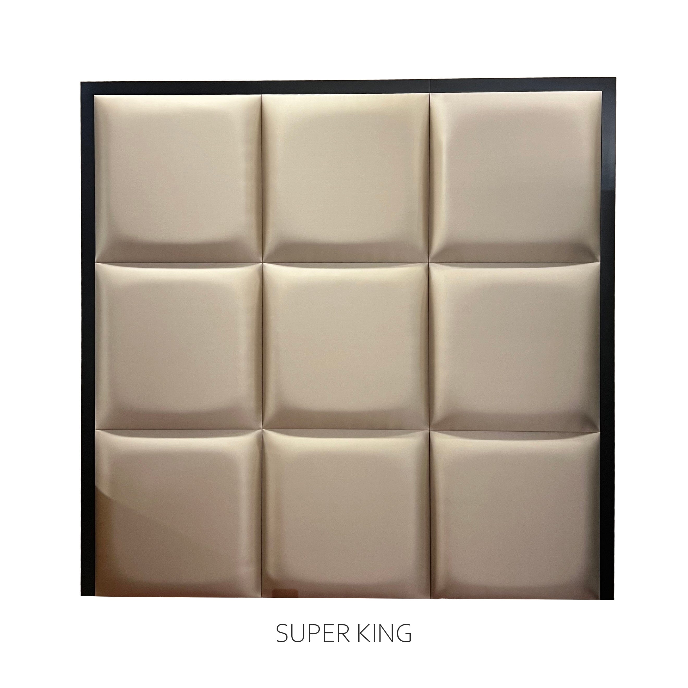 Dream Luxury Hazel Satin Squares Headboard with Black Wooden Frame Beds and Headboards Super King