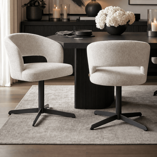 Drift Cream Textured Tweed Dining Chair with Black Legs Furniture