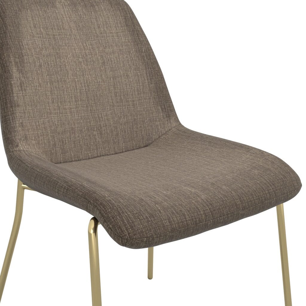 Dun Taupe Textured Velvet Dining Chair with Gold Legs- Set of 2 Furniture