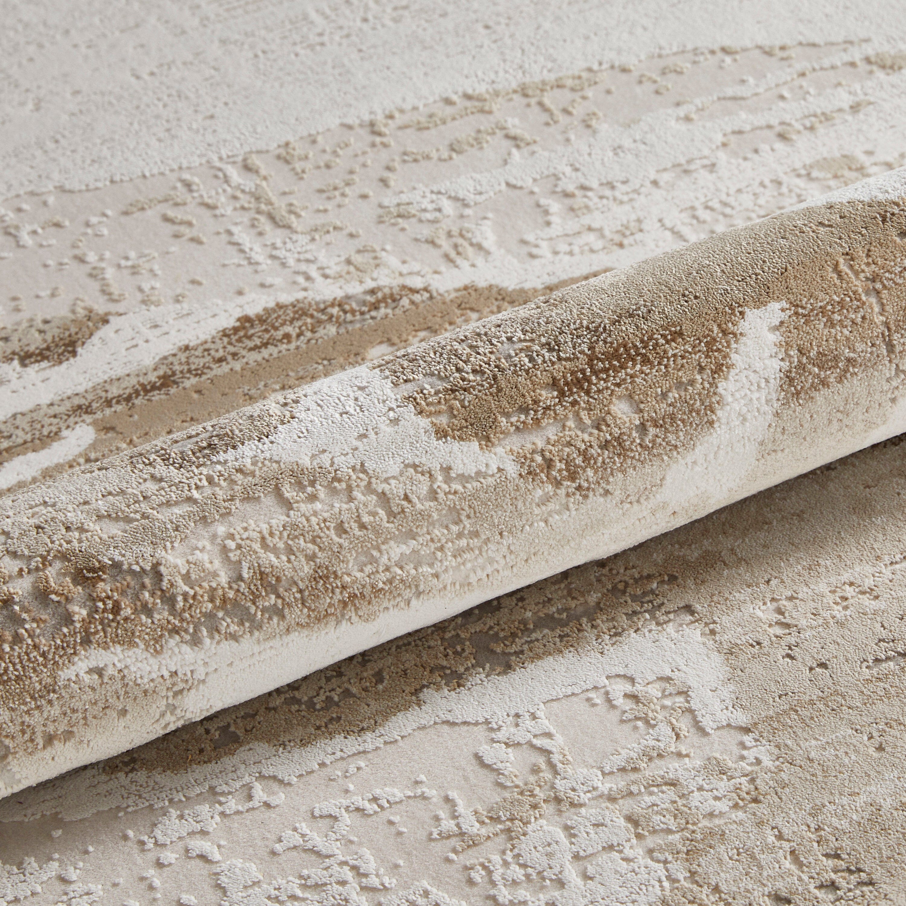 Dune Luxury Cream & Taupe Abstract Print Rug Textiles