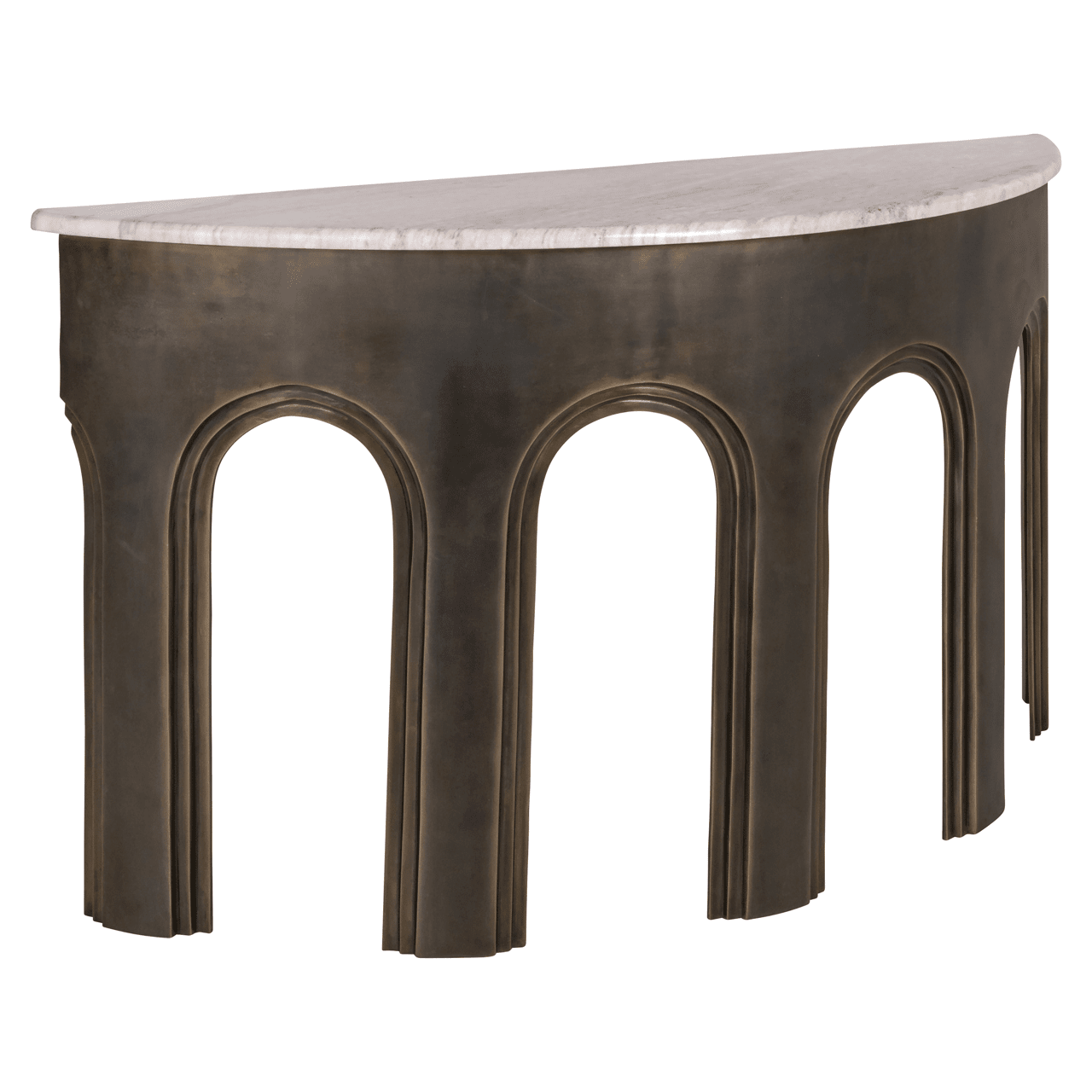 Durham Antique Brass & Marble Arched Console Table Furniture
