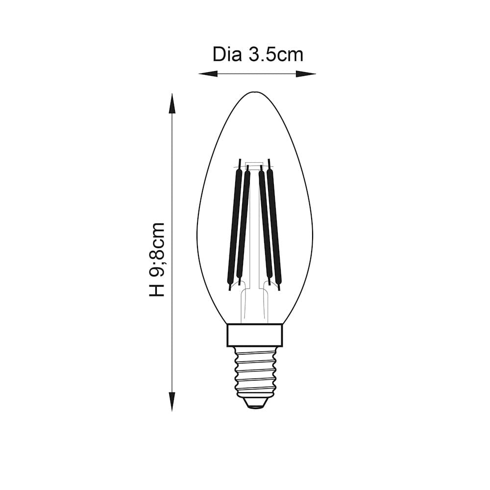 E14 LED Filament Warm White Candle Bulb Lighting