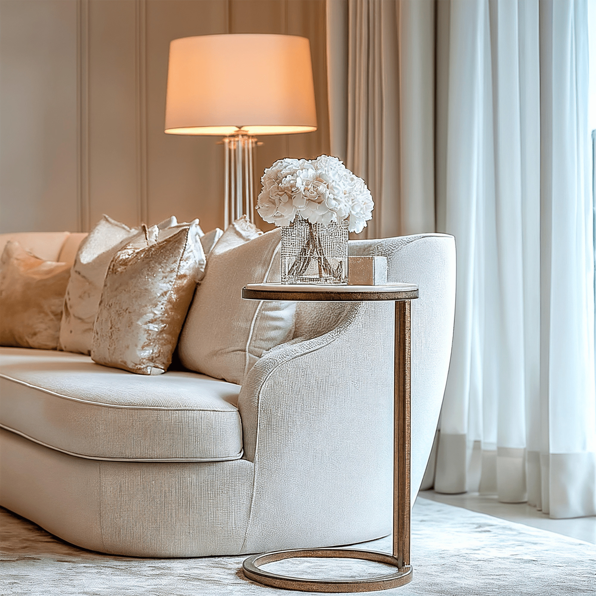 Eira Bronze Side Table with Marble Top Furniture