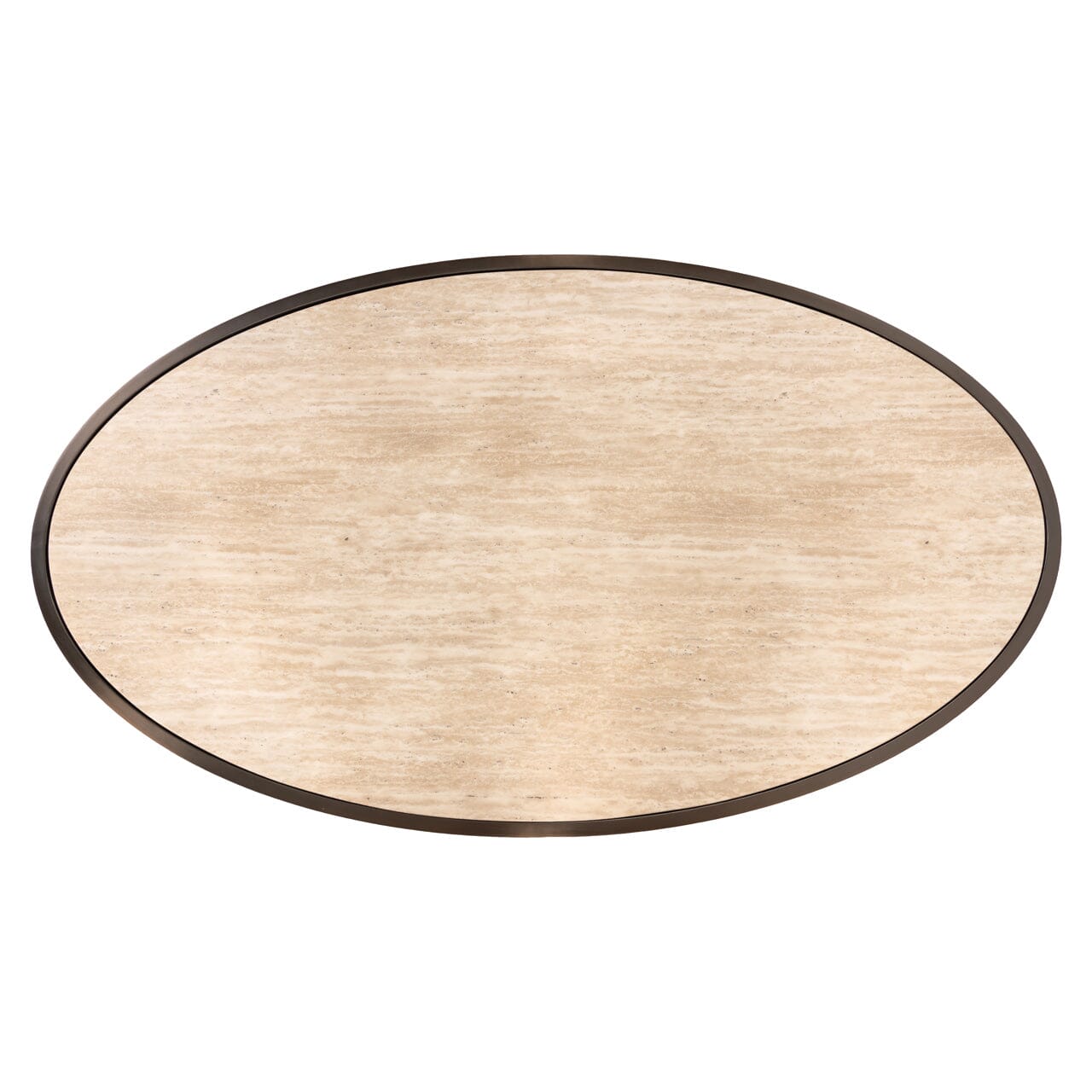 Eleanor Bronze Oval Coffee Table with Beige Faux Marble Top Furniture