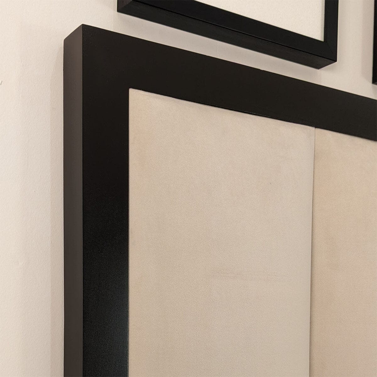Eleanor Premium Cream Velvet Channelled Headboard with Black Wooden Frame MTO Beds and Headboards