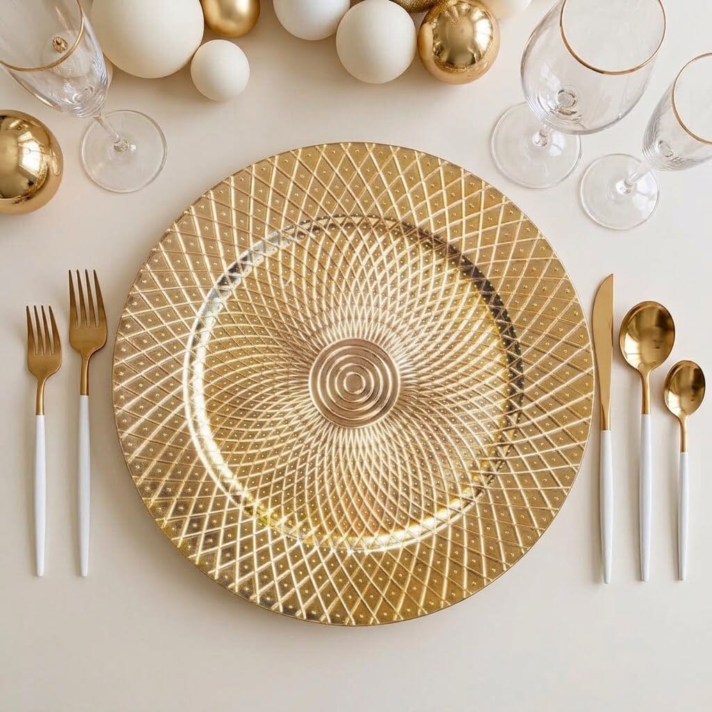 Elena Gold Geometric Charger Plate Accessories